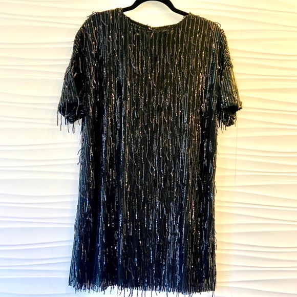 NWT Zara Festive Season black fringed sequin party dress - Picture 7 of 8